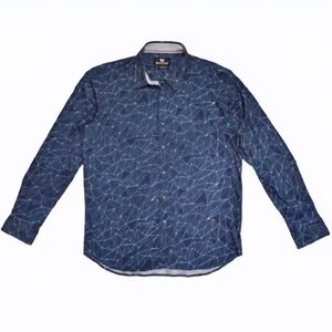 Buttercloth Men's Dress Shirt XL Cotton Regular Fit Long Sleeve Blue White Soft